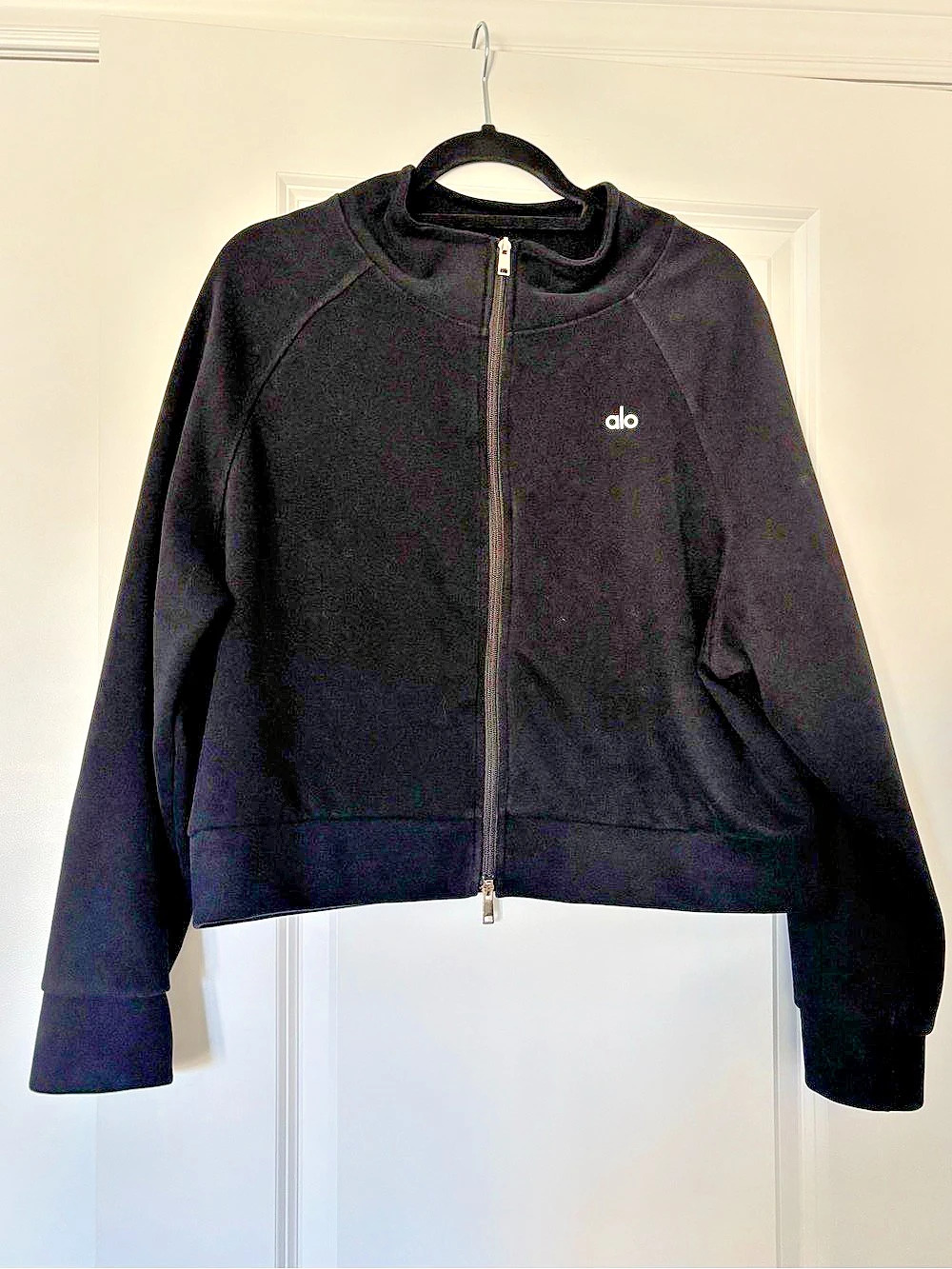 “Alo” Black Zip-Up Jacket, Size M oversized